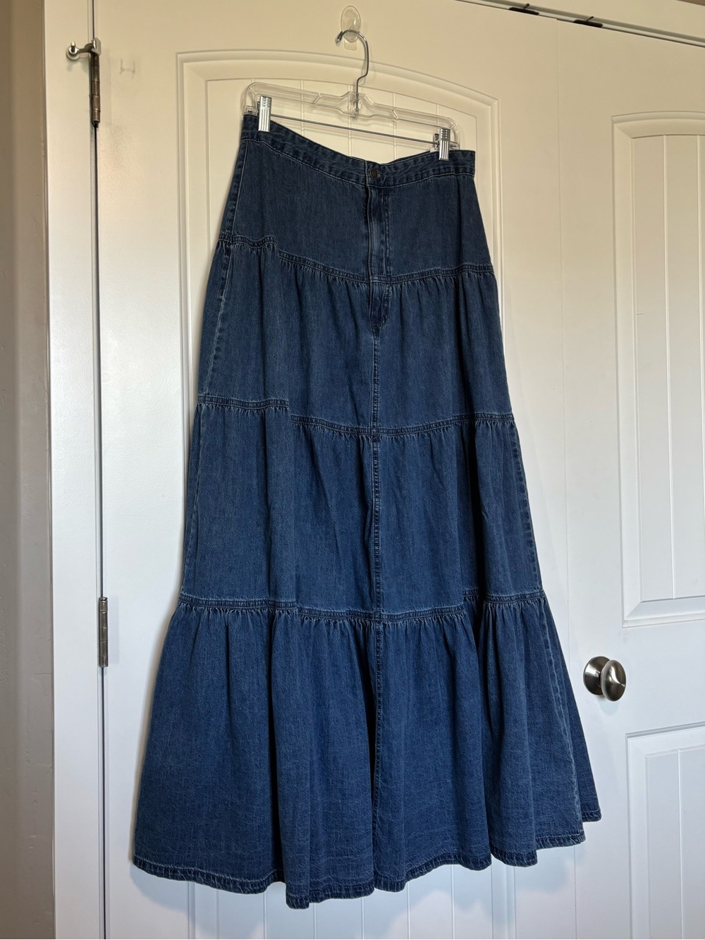 Kancan Classic Tiered Denim Maxi Skirt
